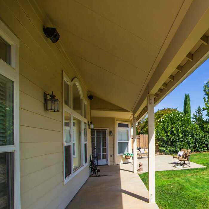 outdoor porch with audio speaker